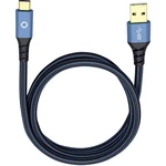 USB 3.0 prepojovací kábel [1x USB 3.0 zástrčka A - 1x USB-C ™ zástrčka] 50.00 cm modrá pozlátené kontakty Oehlbach USB P