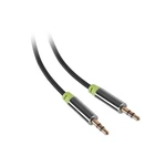 Kábel GoGEN Jack 3,5mm, 1,5m, pozlacené konektory (GOGJACK150MM01) čierny prepojovací stereo kábel • 2× jack 3,5 mm • kovové konektory • pozlátené kon