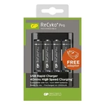 Töltő tölthető elemekhez, GP USB intelligens + 4x GP Recyko Pro AA 2000 mAh