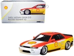 Nissan Silvia S13 Rocket Bunny V2 RHD (Right Hand Drive) Yellow and Red with White "Shell" 1/64 Diecast Model Car by Inno Models