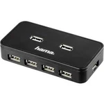 USB 2.0 hub Hama, 7-portový s adaptérem, černý