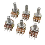 3Pcs WH148 Double Potentiometer 6 Pin 15/20mm Shaft B1K B2K B5K B10K B20K B50K B100K B250K B500K B1M Potentiometers