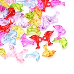 Dolphin Pendants Acrylic Spacer Beads Colored Transparent Acrylic Beads For Jewelry Making DIY Bead Jewelry Keychain Accessories