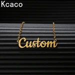 Kcaco Customized Stainless Steel Name Necklace Personalized Gold Plated Letter Pendant Unique Choker Nameplate for Women Gift