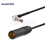 Superbat Car FM/AM DAB Radio Antenna Extension Lead DIN 41585 Jack to SMB Female Right Angle 1M RG174 Coaxial Cable