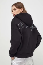 Mikina Guess dámská, černá barva, s kapucí, aplikací, W4RQ05 K9Z21