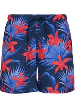 Swim shorts with blue/red pattern