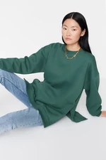 Trendyol Green Oversize/Wide fit with slits. Thick Fleece Inside Knitted Sweatshirt