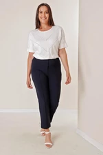 By Saygı Kalhoty s krepovou trávou Skinny Leg Plus Size