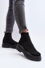 Dámské černé nazouvací ponožkové boty Elipara na masivní podrážce