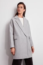 Trendyol Grey oversize vlnený kabát