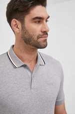 Bavlnené polo tričko BOSS šedá farba, jednofarebné