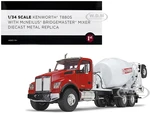 Kenworth T880S Truck with McNeilus Bridgemaster Cement Mixer Red and White 1/34 Diecast Model by First Gear