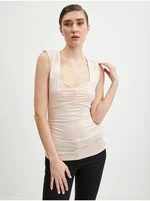 Světle růžový dámský saténový top Guess Susan - Dámské