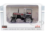 White 2-110 Wide Front Tractor with Cab Brushed Metal with Red Stripes 1/64 Diecast Model by SpecCast
