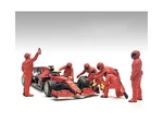 Formula One F1 Pit Crew 7 Figure Set Team Red Release III for 1/43 Scale Models by American Diorama