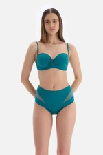Dagi Oil Tulle Detailed High Waist Bikini Bottom