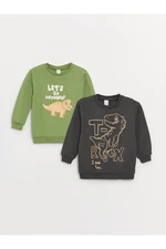 LC Waikiki Crew Neck Long Sleeve Printed Sweatshirt for Baby Boy 2-pack.