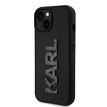 Karl Lagerfeld 3D Rubber Glitter Logo Karl Zadní Kryt pro iPhone 15 Black