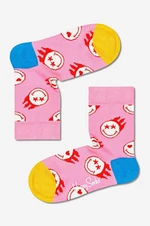 Detské ponožky Happy Socks Flaming SmileyWorld ružová farba, KSMY01-3000