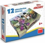 Mickey a Minnie - Dřevěné kostky 12 ks