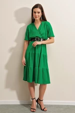 Pletené šaty Bigdart 2377 s páskem - Zelená