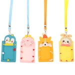 4Pcs School Cards Sleeve Bus Card Keeper Reusable Cards Cover Anti-scratch Card Holder with Lanyard