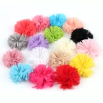 (10pcs/lot)3" 16 Colors V Ruffed Satin Shabby Flower For Decoration Classic Chiffon Flower For Children Accessories