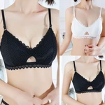 Women'S Lace Bra Comfortable And Sexy Solid Color Hollow Out Light Proof No Hoop Lace Strap Bra Intimate Lingerie Women Cueca