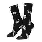 Funny Crazy Sock for Men Cute Halloween Skull Fingers Hip Hop Harajuku Happy Seamless Pattern Printed Boys Crew Sock Casual Gift