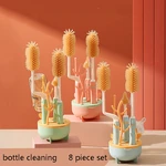 Baby Silicone Brush Cleaning Brush Drying Rack Combination 360-degree Rotating Cleaning Bottle Brush Set Baby Item