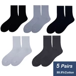 Urgot Brand 5 Pairs High Quality 99.9%Cotton Men's Socks Black Business Men Socks Soft Breathable Autumn Winter for Male Socks