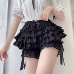 Black White Ruffle Knickers Women Kawaii Pumpkin Panties Cute Lace Bowknot Lolita Safety Shorts Pants Vintage Victorian Bloomers