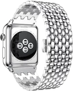 4wrist Ocelový tah s dračím vzorem pro Apple Watch 42/44/45/49 mm - Silver