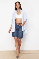 Trendyol Dark Blue More Sustainable High Waist Denim Shorts & Bermuda