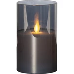 Szara woskowa świeca LED w szkle Star Trading M-Twinkle, wys. 12,5 cm