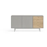 Szaro-naturalna niska komoda w dekorze dębu 159x80 cm Sierra – Teulat