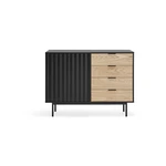 Czarno-naturalna niska komoda w dekorze dębu 108x80 cm Sierra – Teulat