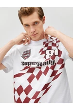 Koton Printed T-Shirt Racing Theme Okrągły dekolt Krótki rękaw Bawełna