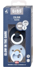 BIBS Colour Noční dudlíky z přírodního kaučuku - velikost 2, Iron/Baby Blue 2 ks BIBS Colour Noční dudlíky z přírodního kaučuku - velikost 2, Iron/Baby Blue 2 ks
