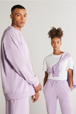 AC&Co / Altınyıldız Classics Unisex Lilac Oversize Loose Fit, Crew Neck Cotton Flexible Sweatshirt.