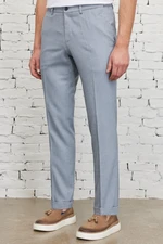 ALTINYILDIZ CLASSICS Men's Blue Slim Fit Narrow Cut Side Pocket Dobby Elastic Waist Elastic Trousers