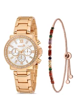 Polo Air Single Row Stone Sport Case Women's Wristwatch Colorful Zircon Stone Bracelet Combination Gold Color