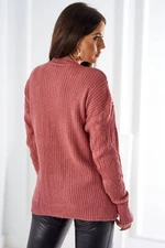 Over-the-head sweater with fashionable dark pink fabric