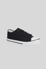 ALTINYILDIZ CLASSICS Men's Black Casual Canvas Sneakers.