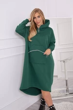 Insulated dress with a hood of dark green