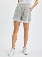 Light grey women's sweat shorts with lace ORSAY