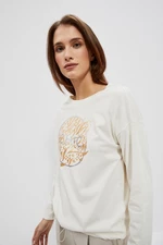 Printed Moodo Long Sleeve Blouse - White