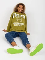 Olive sweatshirt with print and long sleeves