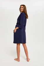 Women's Song Bathrobe with 3/4 Sleeves - Navy Blue